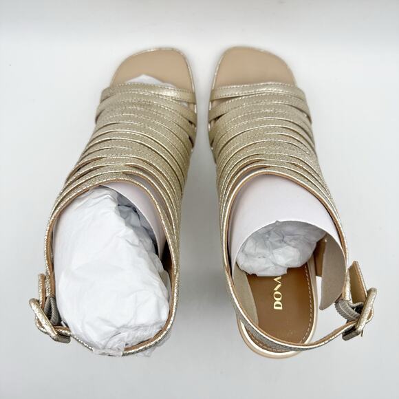 Donald Pliner Womens Sevanna Heeled Sandals US 8.5 M Gold Metallic Leather NIB - Picture 11 of 13